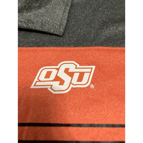 Oklahoma State Cowboys (OSU) Men's Colosseum Logo Polo Size 2XL NWT Orange Grey - Picture 2 of 5